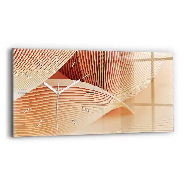 Glass wall clock rectangular Waves abstract pattern