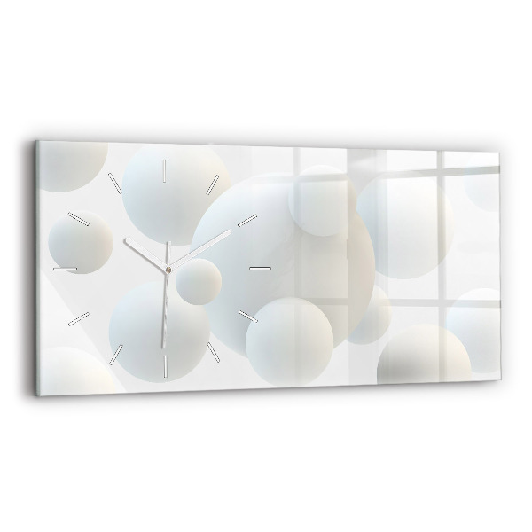 Glass wall clock rectangular Balls abstract