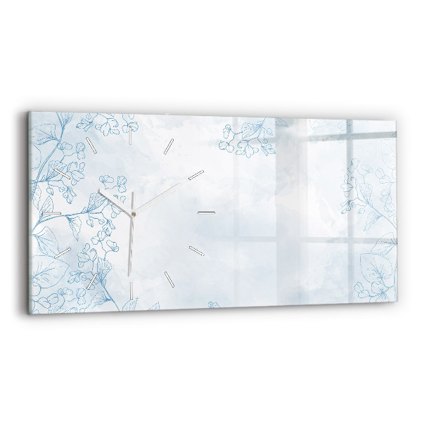 Glass wall clock rectangular Sketch of plants