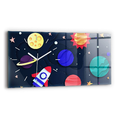 Glass wall clock rectangular Children's space