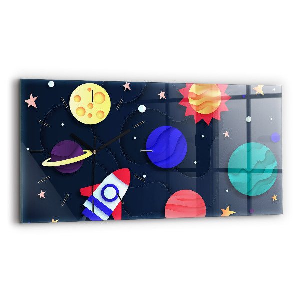 Glass wall clock rectangular Children's space