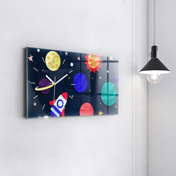 Glass wall clock rectangular Children's space