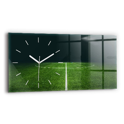 Glass wall clock rectangular Football pitch