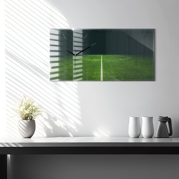 Glass wall clock rectangular Football pitch