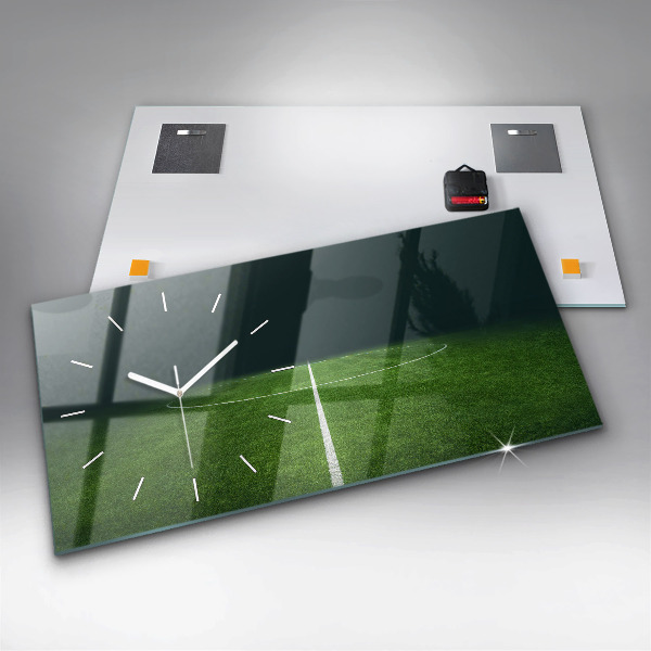 Glass wall clock rectangular Football pitch