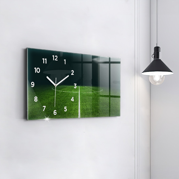 Glass wall clock rectangular Football pitch