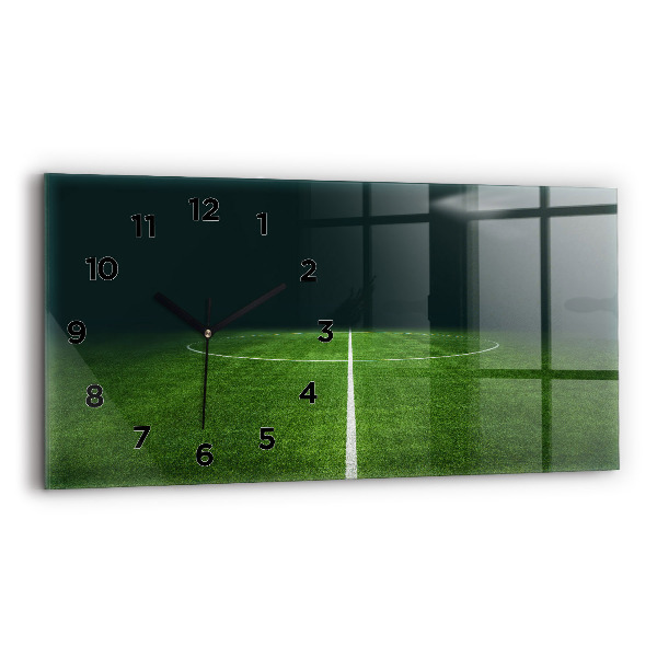 Glass wall clock rectangular Football pitch
