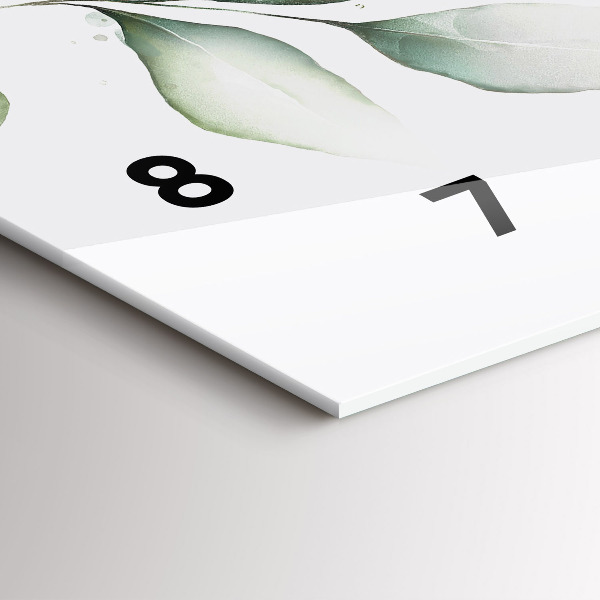 Glass wall clock rectangular Abstraction leaves