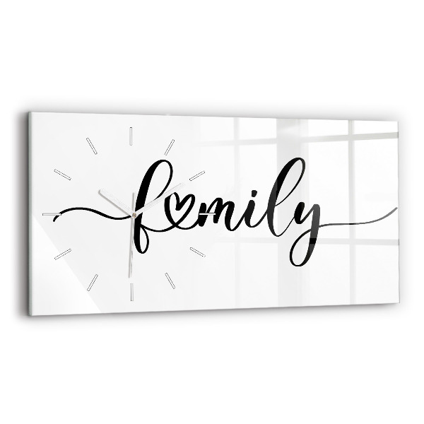 Glass wall clock rectangular The inscription family
