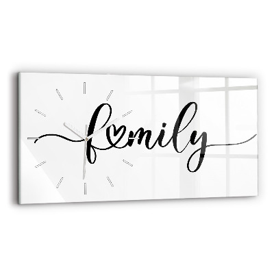 Glass wall clock rectangular The inscription family