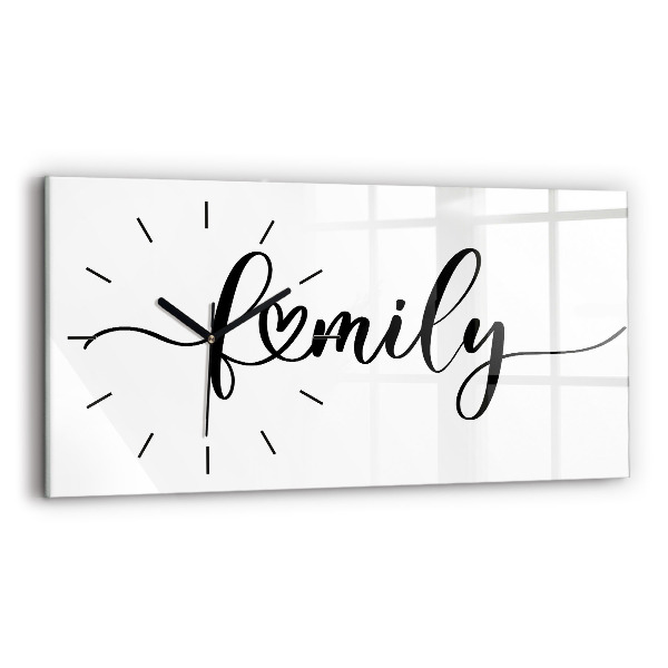 Glass wall clock rectangular The inscription family