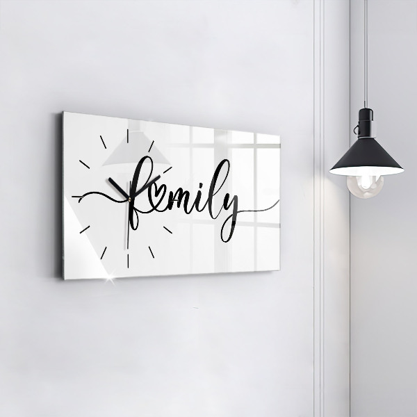 Glass wall clock rectangular The inscription family