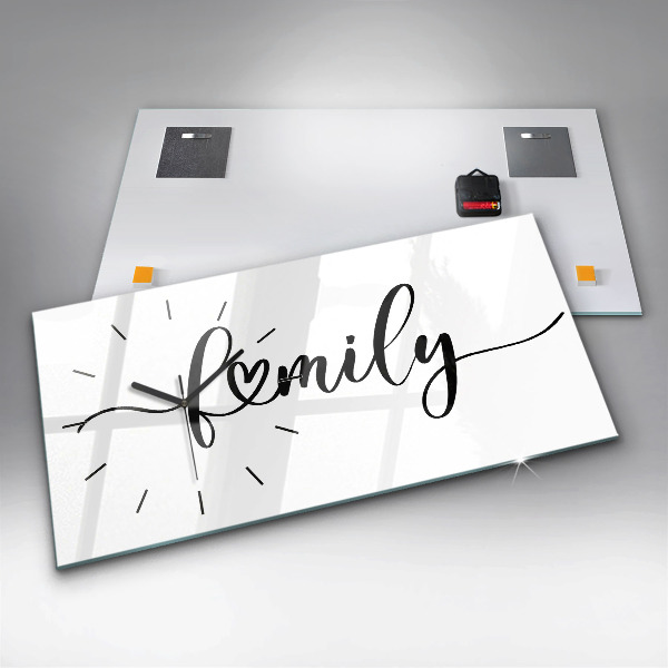 Glass wall clock rectangular The inscription family