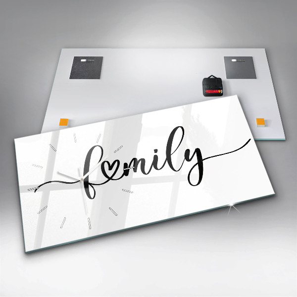 Glass wall clock rectangular The inscription family