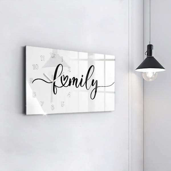 Glass wall clock rectangular The inscription family
