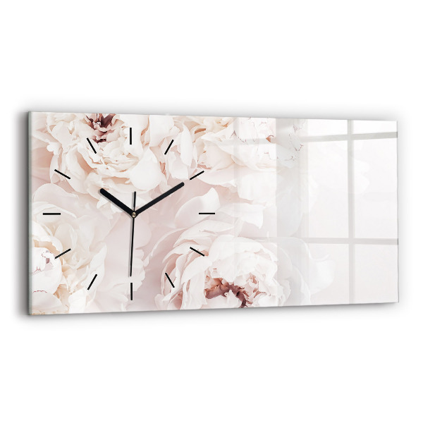 Glass wall clock rectangular Peony flowers