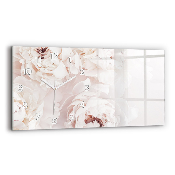 Glass wall clock rectangular Peony flowers