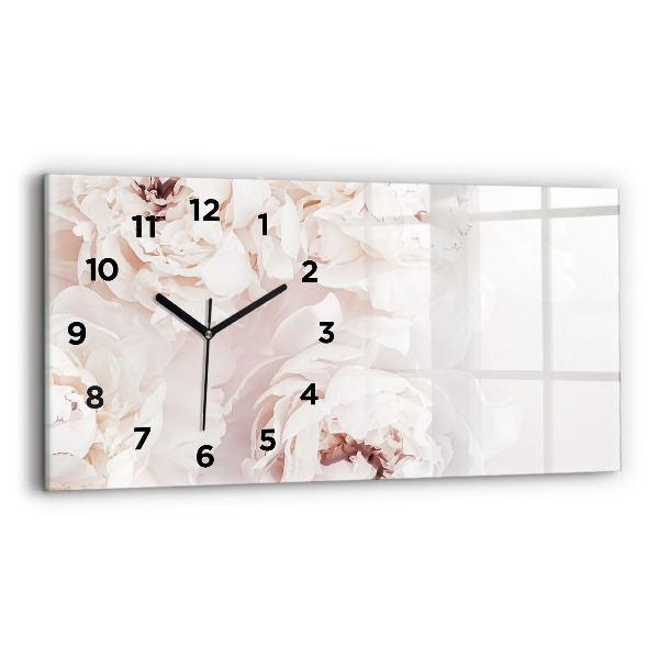 Glass wall clock rectangular Peony flowers