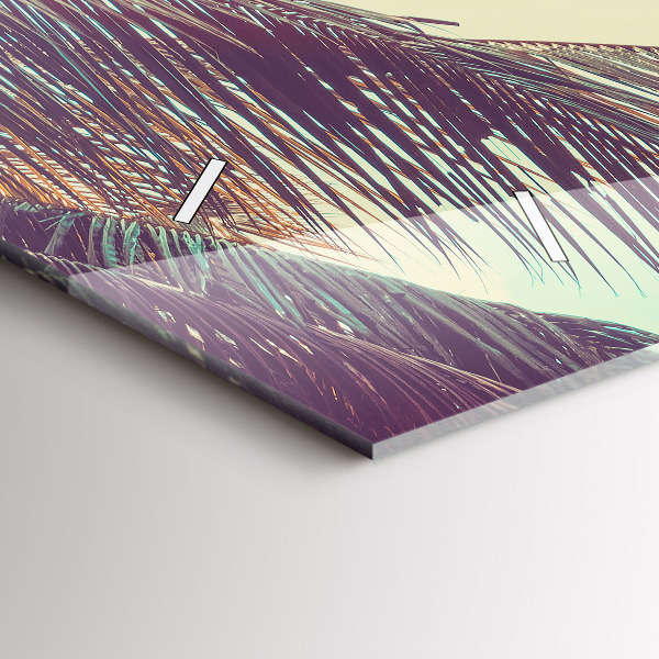 Glass wall clock rectangular Tropical palm trees