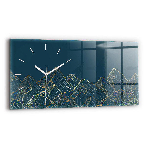 Glass wall clock rectangular Sketch of the mountains