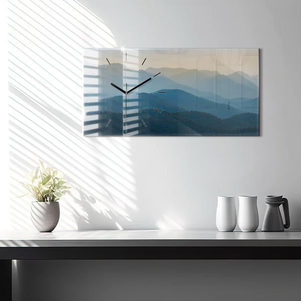 Glass wall clock rectangular Landscape abstract