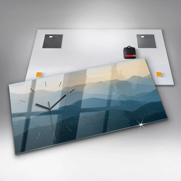 Glass wall clock rectangular Landscape abstract