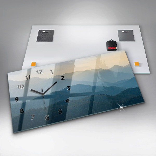 Glass wall clock rectangular Landscape abstract