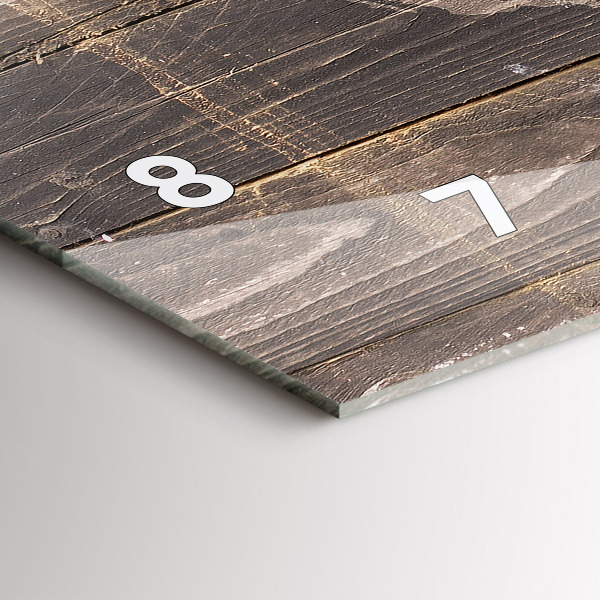 Glass wall clock rectangular World map on wood