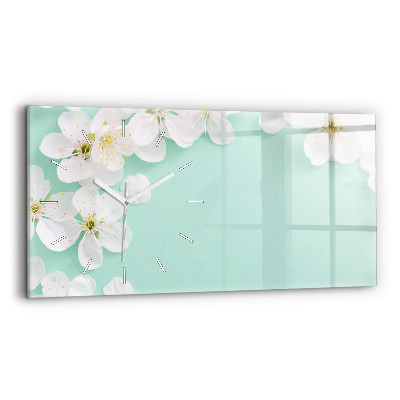 Glass wall clock rectangular Blooming daisies