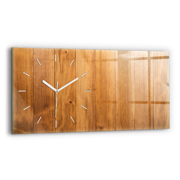Glass wall clock rectangular Wooden boards