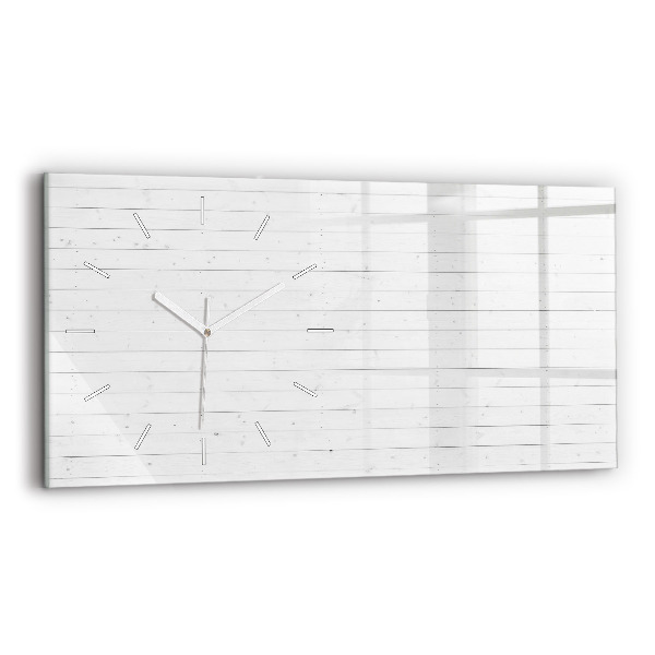 Glass wall clock rectangular Wooden panels pattern