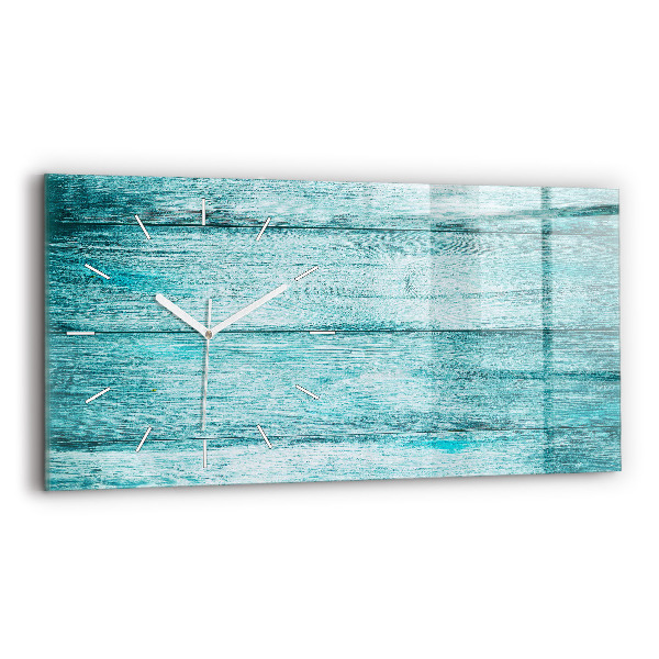 Glass wall clock rectangular Blue old wood