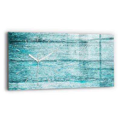 Glass wall clock rectangular Blue old wood