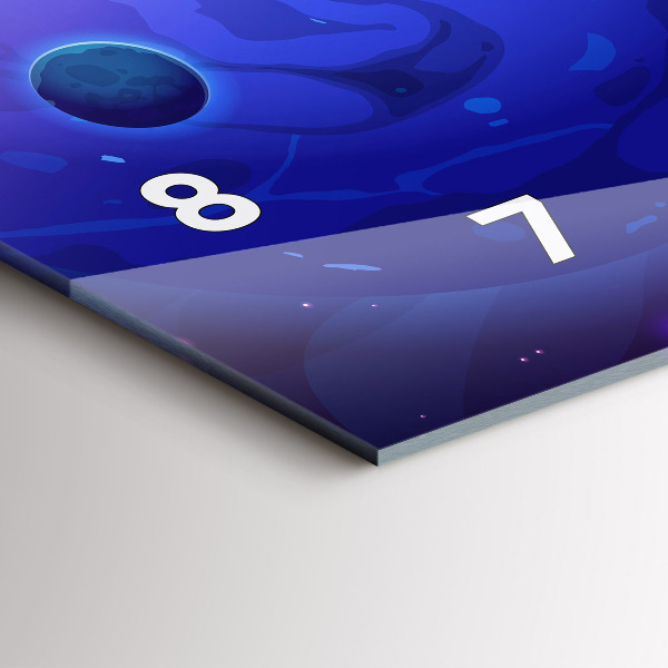 Glass wall clock rectangular Planets galaxy