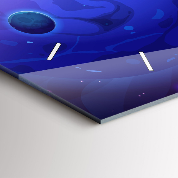 Glass wall clock rectangular Planets galaxy