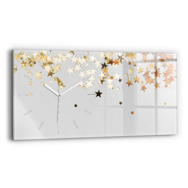 Glass wall clock rectangular Stars