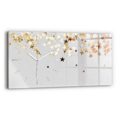Glass wall clock rectangular Stars