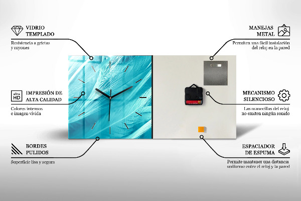 Glass wall clock rectangular World map