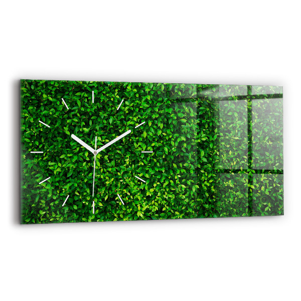 Glass wall clock rectangular Hedge leaves