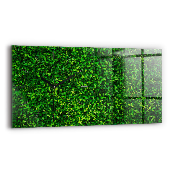 Glass wall clock rectangular Hedge leaves