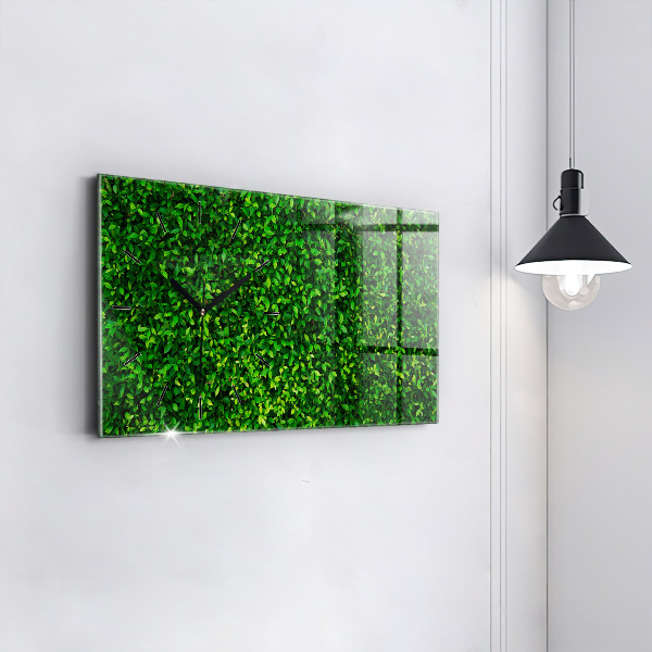 Glass wall clock rectangular Hedge leaves