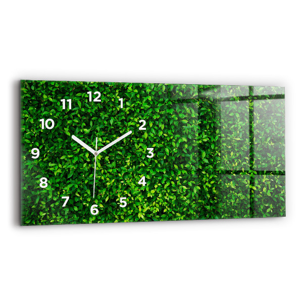 Glass wall clock rectangular Hedge leaves
