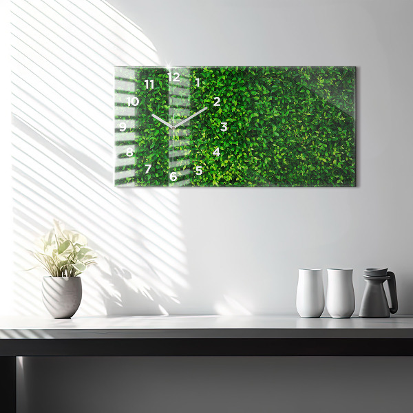 Glass wall clock rectangular Hedge leaves