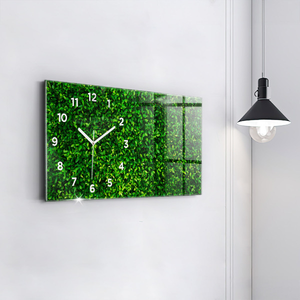 Glass wall clock rectangular Hedge leaves