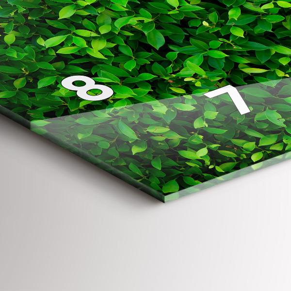 Glass wall clock rectangular Hedge leaves