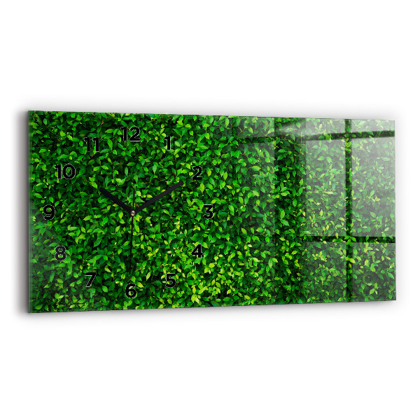 Glass wall clock rectangular Hedge leaves