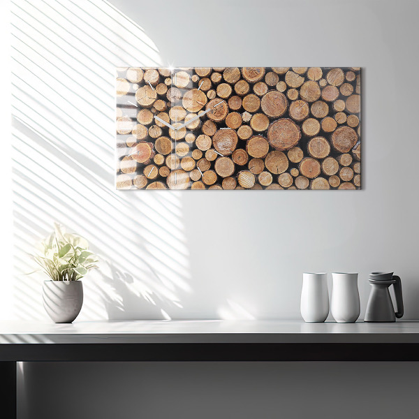 Glass wall clock rectangular Tree rings