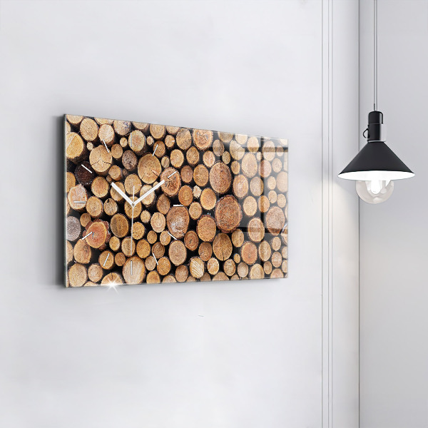 Glass wall clock rectangular Tree rings