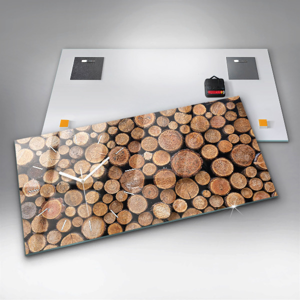 Glass wall clock rectangular Tree rings