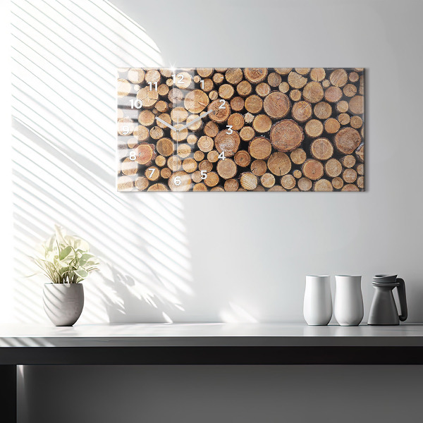 Glass wall clock rectangular Tree rings